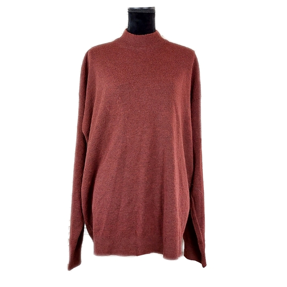Vtg Jhane Barnes Menswear XL Burgundy Wool Blend Mock Neck Long Sleeve Sweater - Picture 4 of 4